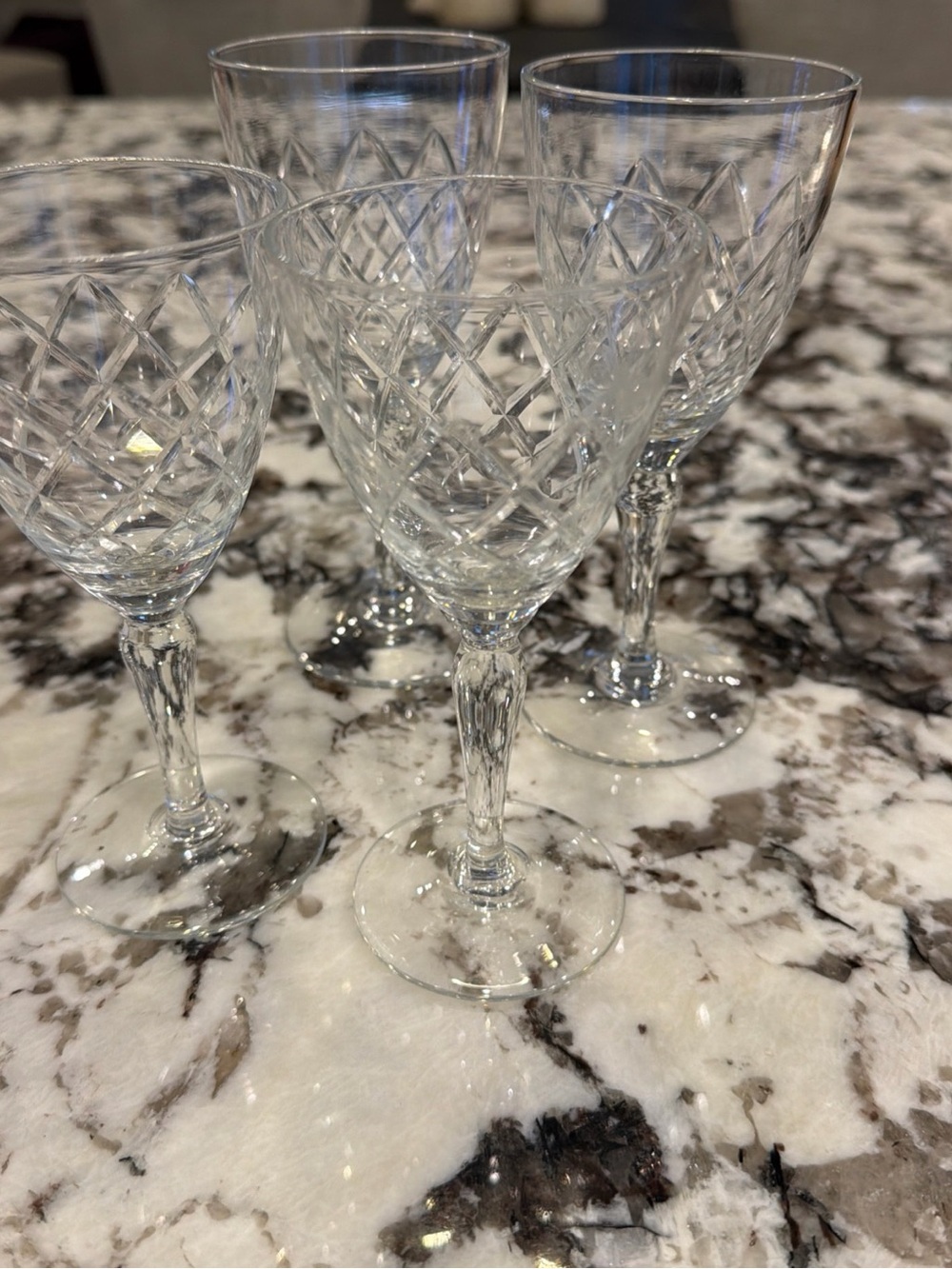 Vintage Webb Corbett Prince Charles Pattern Crystal Wine and Dessert Glasses 2/2